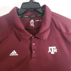 Texas A&M Aggies Adidas Polo Shirt Mens 4XL Maroon & White Short Sleeve.